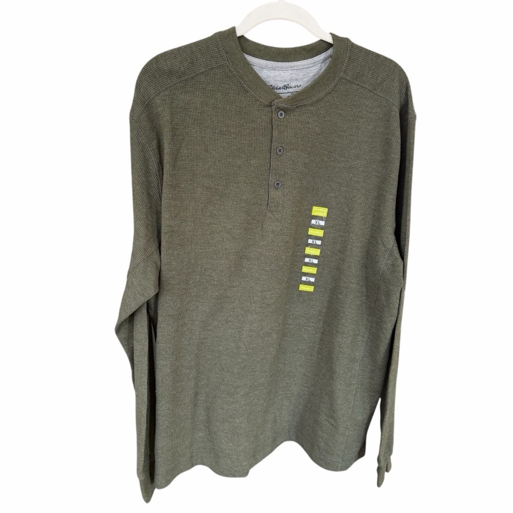 Eddie Bauer Olive Long Sleeve Thermal Henley